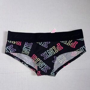 NWT PINK Victoria's Secret Black Underwear with Pastel Logo